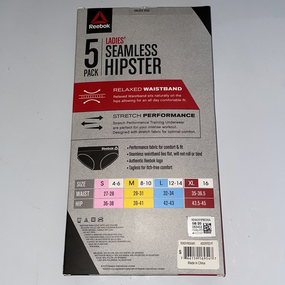 BNWT Reebok 5 pcs ladies Seamless Hipster, Size S - Picture 4 of 4